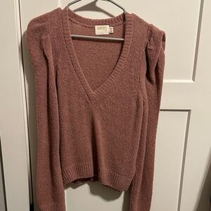Nation LTD V-Neck Sweater in Dusty Rose